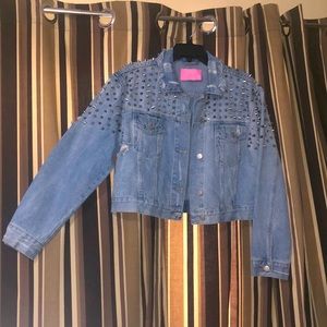 Denim Jacket with Silver Spikes